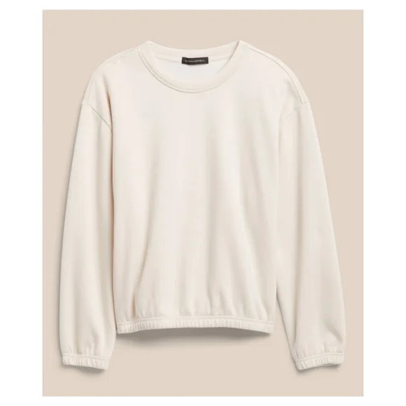 Banana Republic Cozy Velour Lined Bubble Sleeve Sweater/ Creme White - Picture 4 of 4